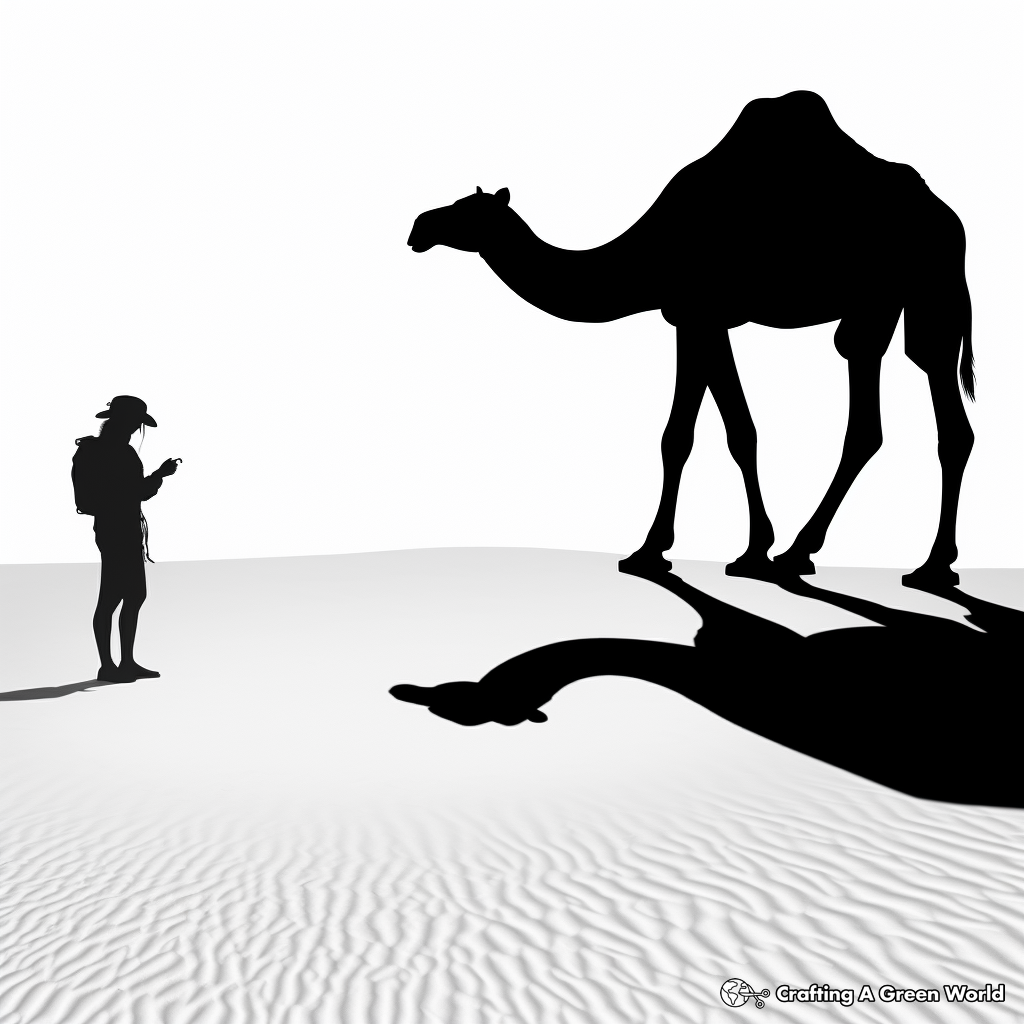Shadow Art: Camel Silhouette in the Desert Coloring Pages 3