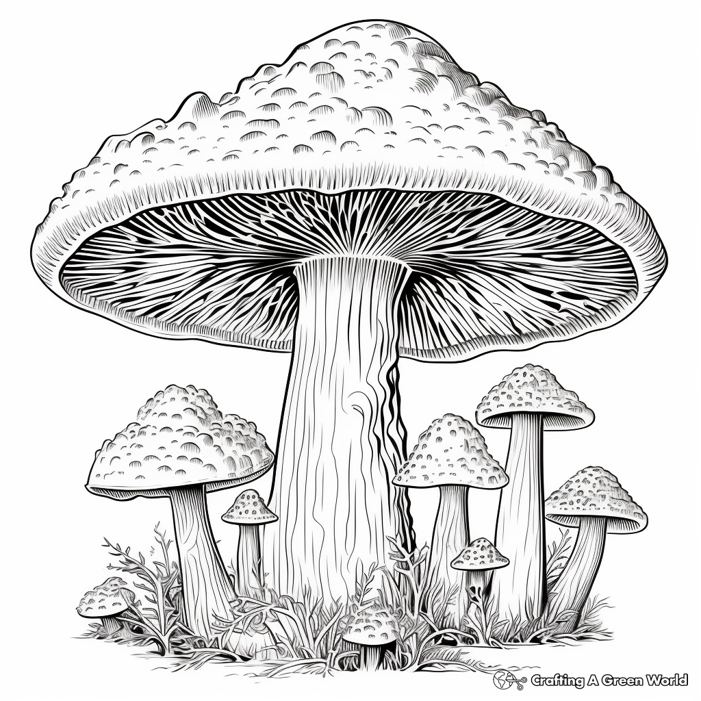 Shaggy Mane Mushroom Coloring Pages: Printable & Detailed 1