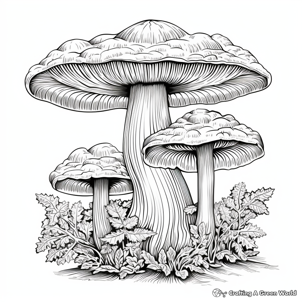 Shaggy Mane Mushroom Coloring Pages: Printable & Detailed 2