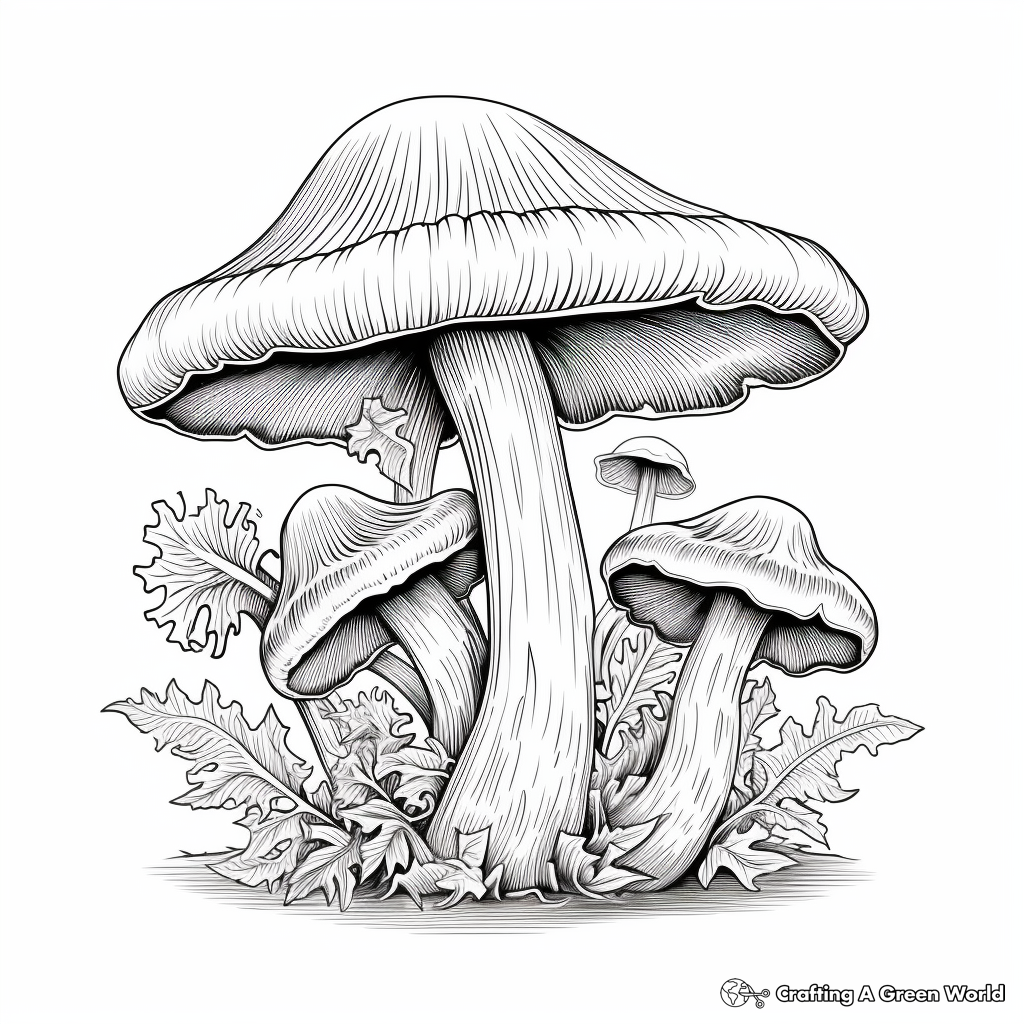 Shaggy Mane Mushroom Coloring Pages: Printable & Detailed 3