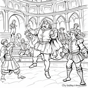 Shakespearean Theatre Stage Coloring Pages 3