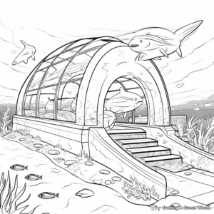 Shark Tunnel Aquarium Coloring Pages 1