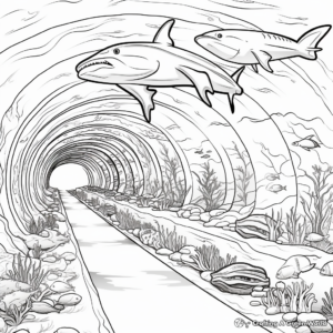 Shark Tunnel Aquarium Coloring Pages 2