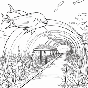 Shark Tunnel Aquarium Coloring Pages 3