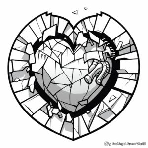 Shattered Heart Street Art Coloring Pages 2
