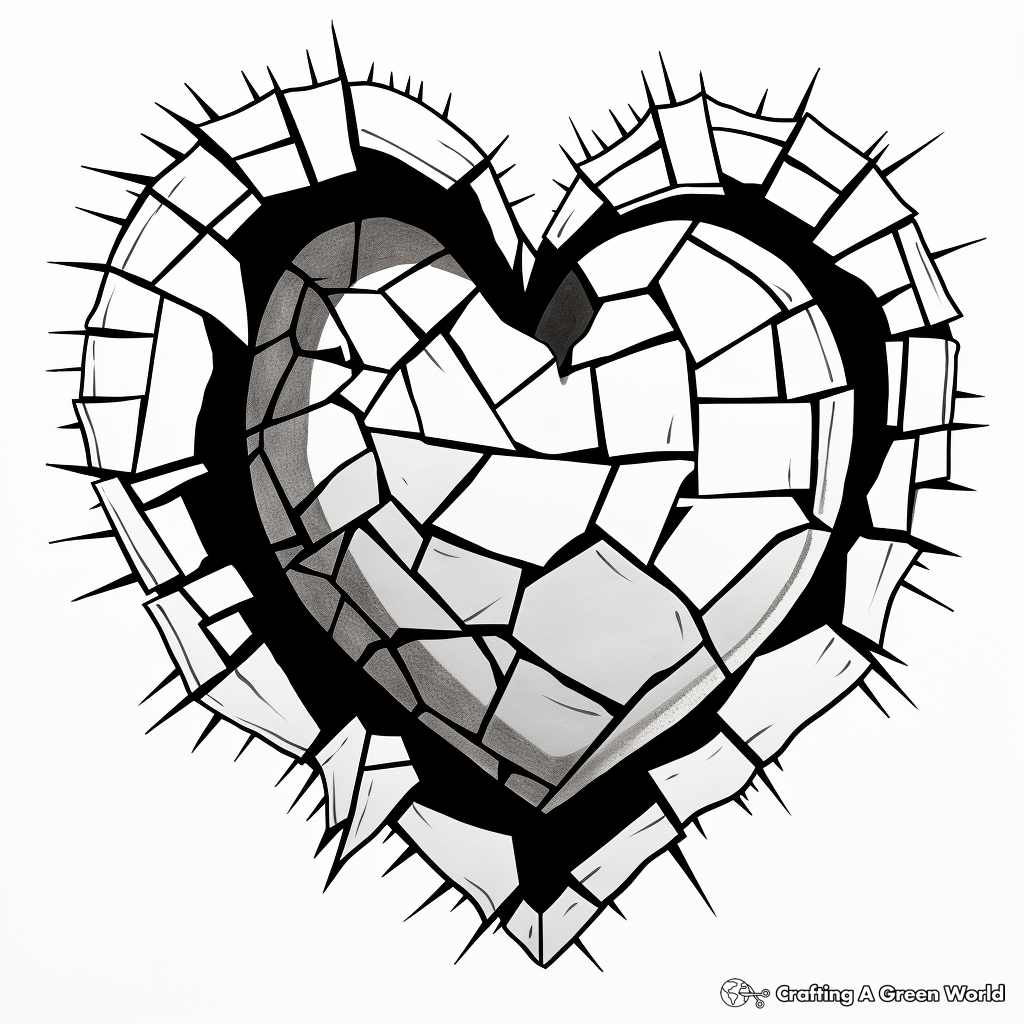 Shattered Heart Street Art Coloring Pages 3