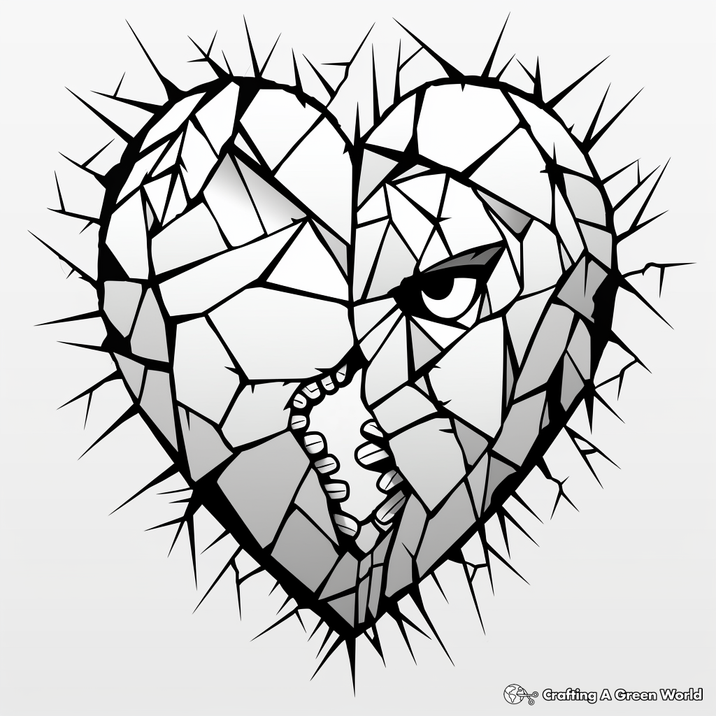 Shattered Heart Street Art Coloring Pages 4