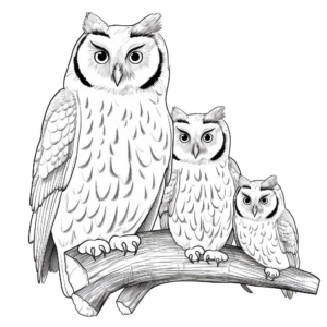 Short-eared Owl Family Coloring Pages for Relaxation 4