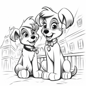 Si and Am from Lady and the Tramp Coloring Pages 4