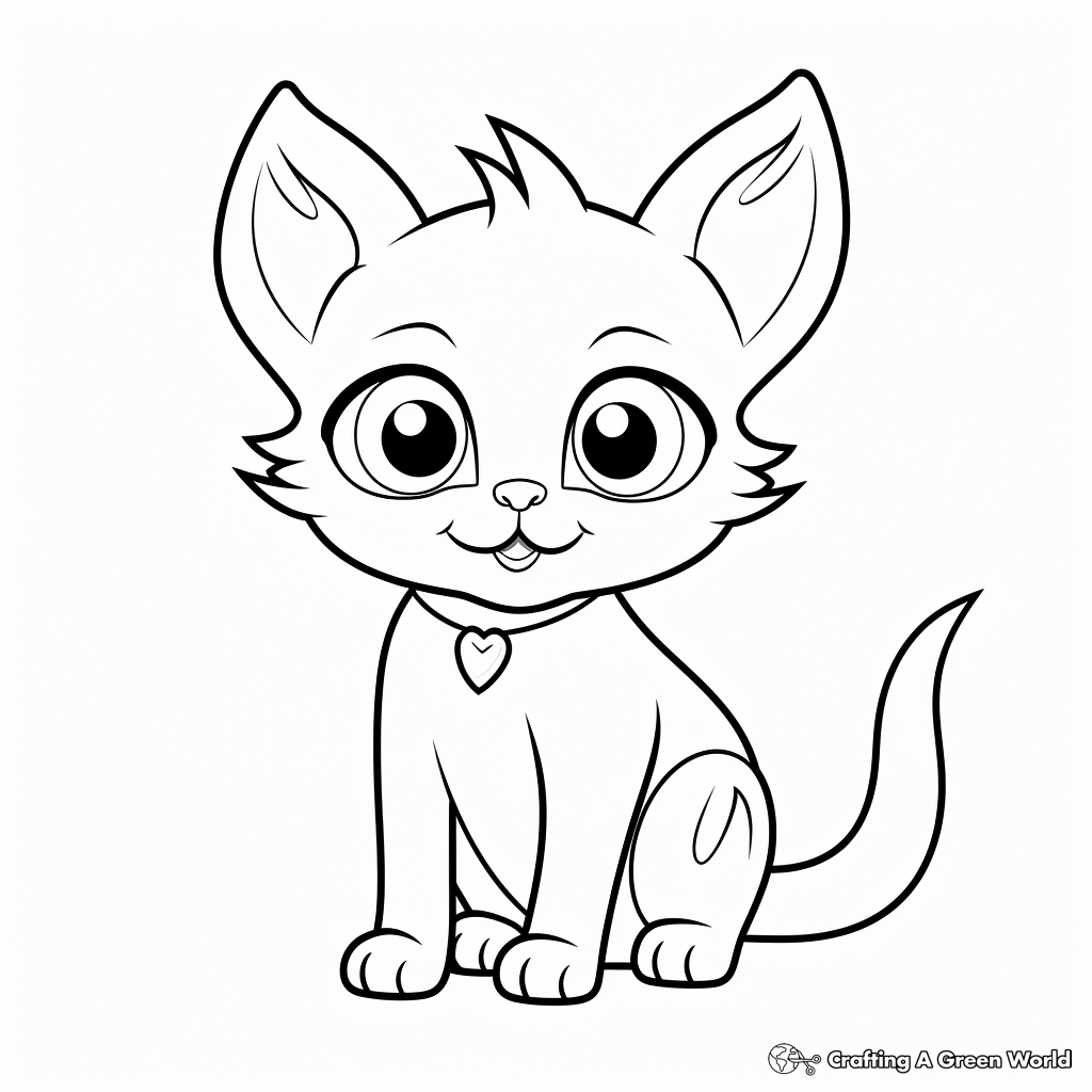 Siamese Cat Cub Coloring Pages for Children 1