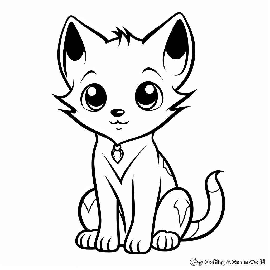 Siamese Cat Cub Coloring Pages for Children 2