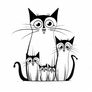 Siamese Cat Family Portrait Coloring Pages 2