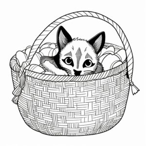 Siamese Cat in a Basket Coloring Pages 2