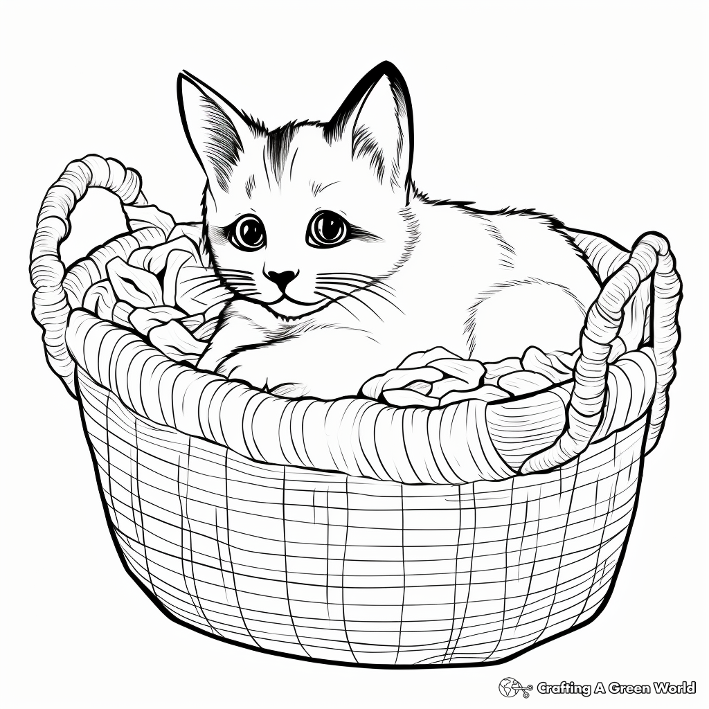 Siamese Cat in a Basket Coloring Pages 4