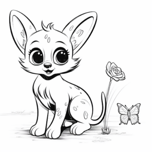 Siamese Cat with Butterfly Coloring Pages 1