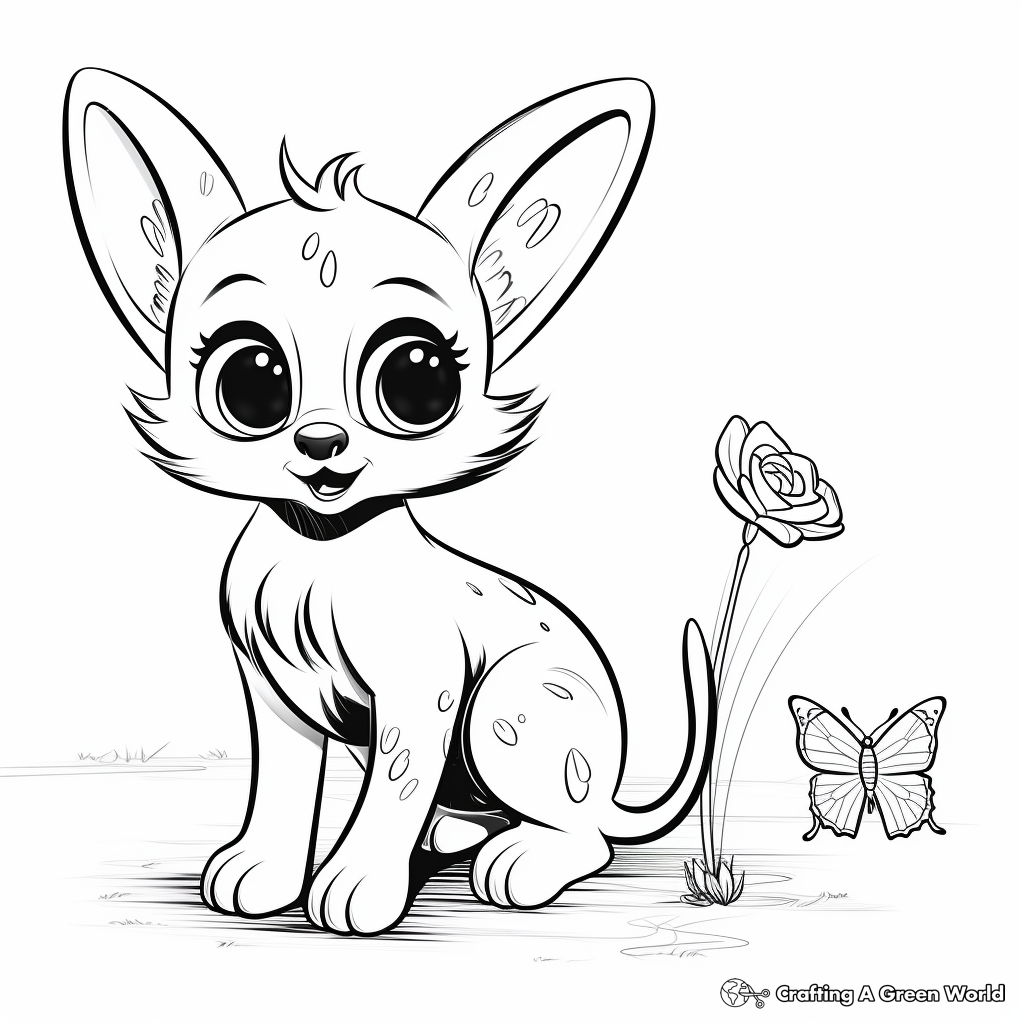 Siamese Cat with Butterfly Coloring Pages 1