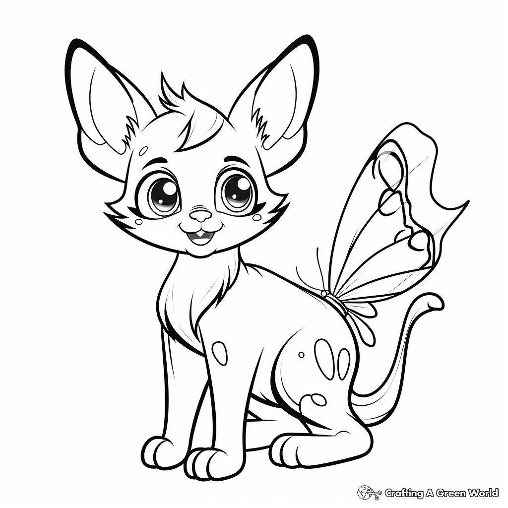 Siamese Cat with Butterfly Coloring Pages 2
