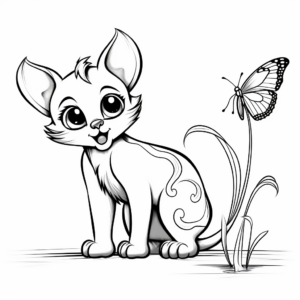 Siamese Cat with Butterfly Coloring Pages 4