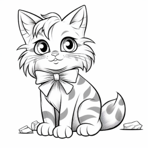 Siberian Cat Rocking Bow Tie Coloring Pages 2