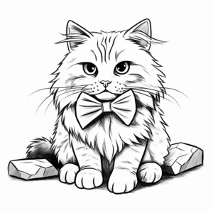 Siberian Cat Rocking Bow Tie Coloring Pages 3