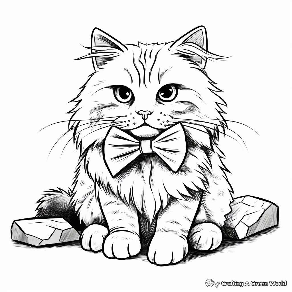 Siberian Cat Rocking Bow Tie Coloring Pages 3