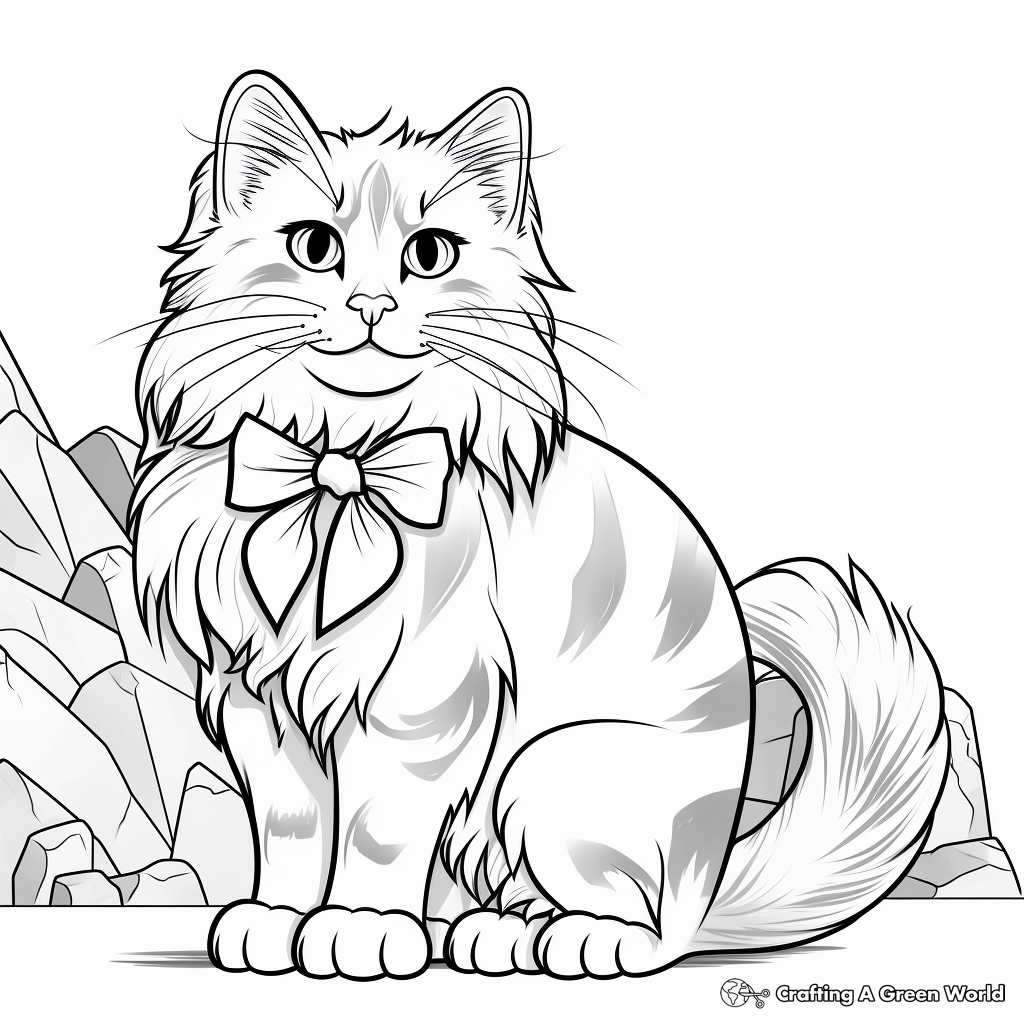 Siberian Cat Rocking Bow Tie Coloring Pages 4