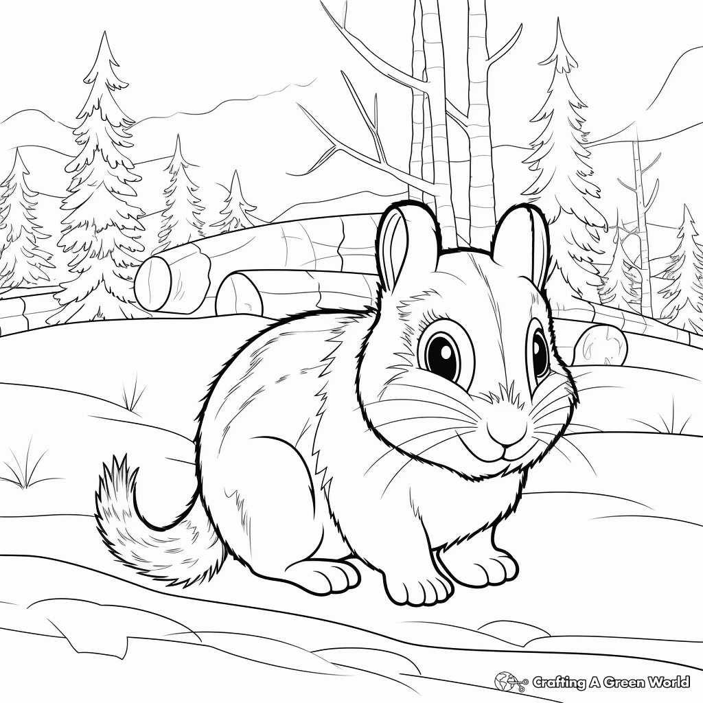 Siberian Chipmunk In Winter Scene Coloring Pages 1