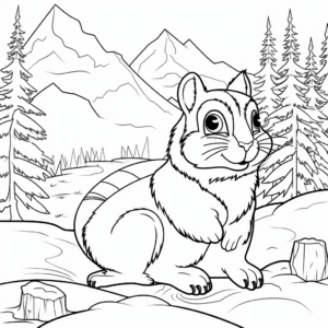 Siberian Chipmunk In Winter Scene Coloring Pages 4