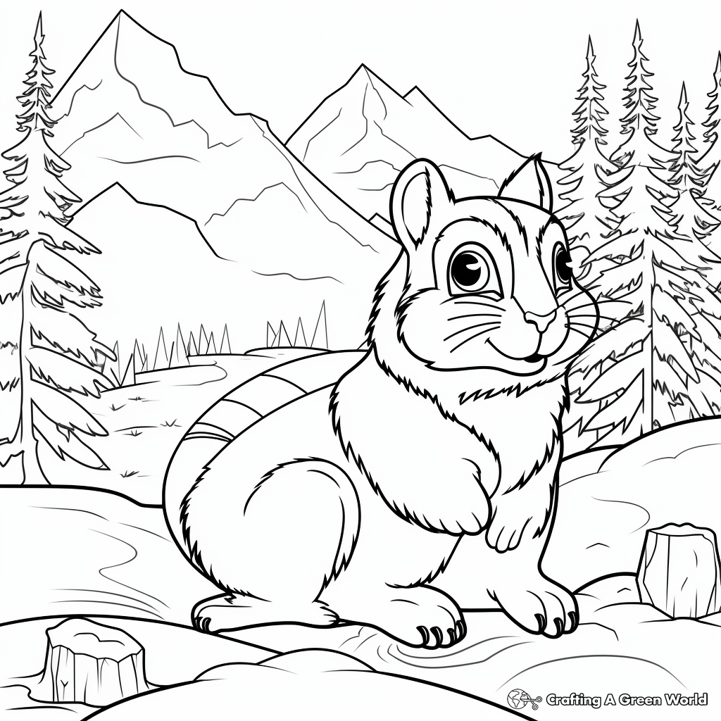 Siberian Chipmunk In Winter Scene Coloring Pages 4