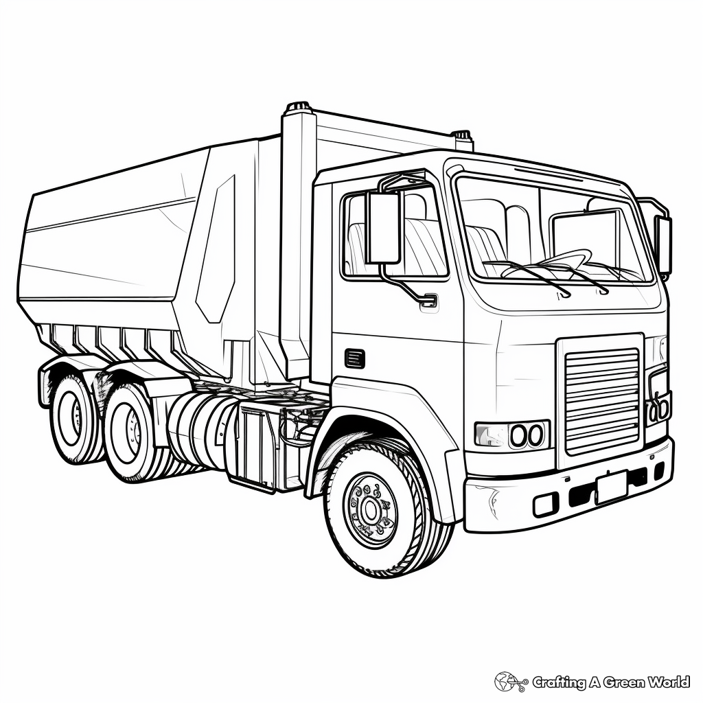 Side Loader Garbage Truck Coloring Pages 1
