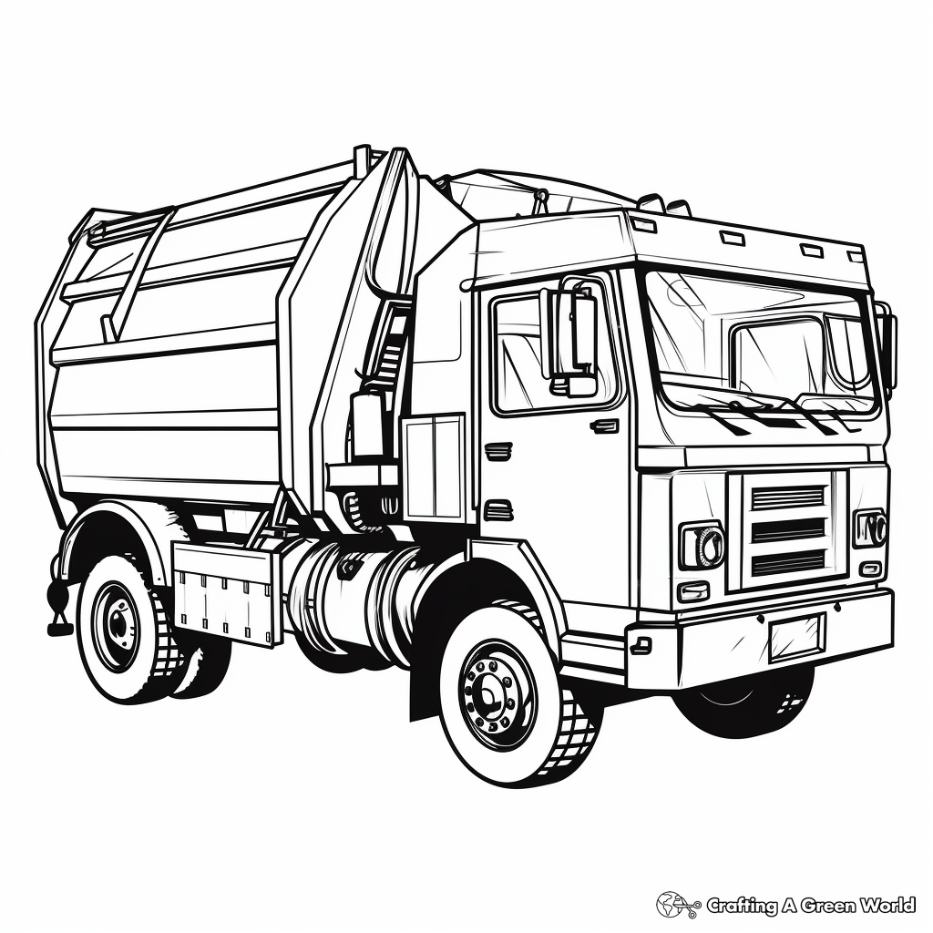 Side Loader Garbage Truck Coloring Pages 3