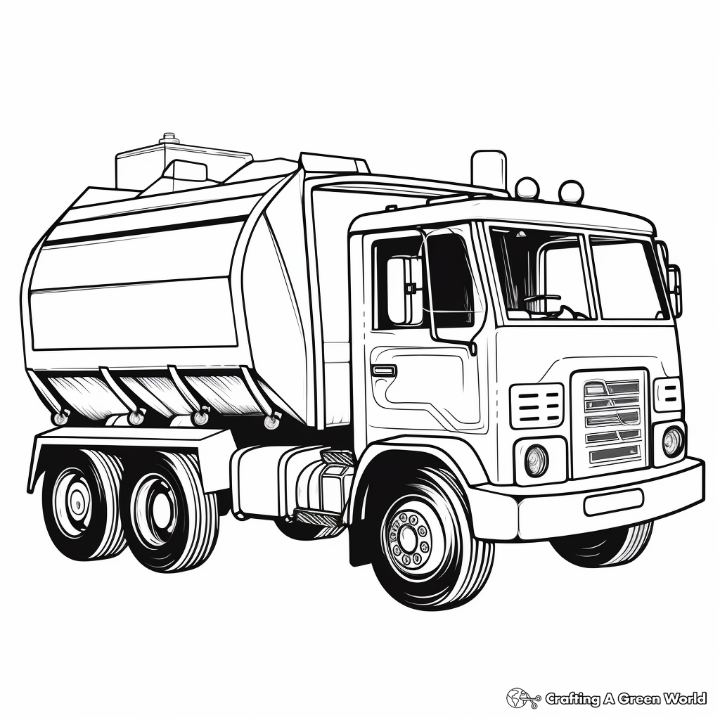 Side Loader Garbage Truck Coloring Pages 4
