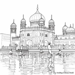 Sikhism: The Golden Temple Coloring Pages 1