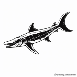 Silhouette Mosasaurus Coloring Pages for Shadows 3