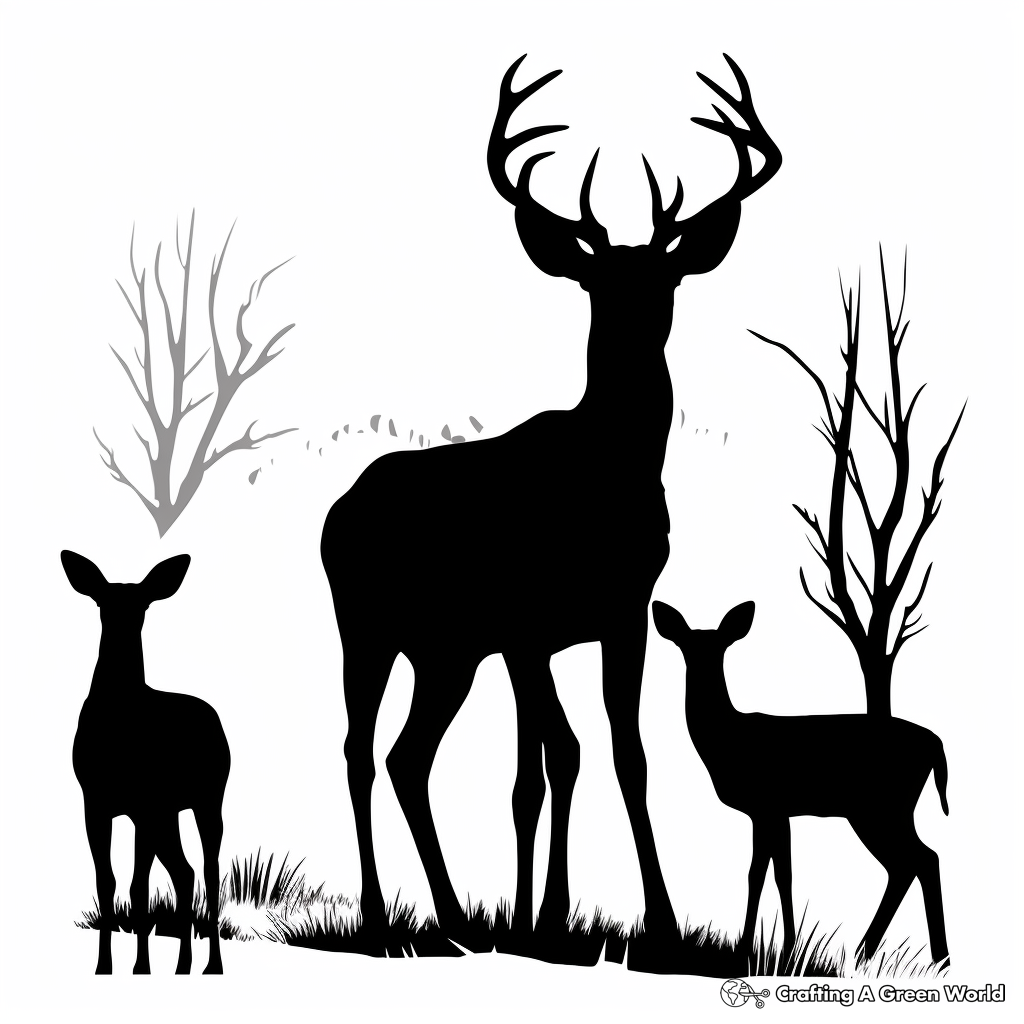 Silhouette of Browning Buck and Doe Coloring Pages 1