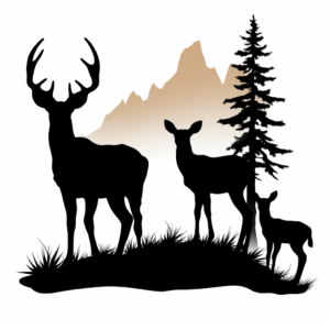 Silhouette of Browning Buck and Doe Coloring Pages 3
