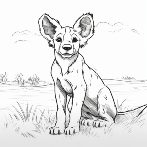 Simple African Wild Dog Coloring Pages for Young Children 1