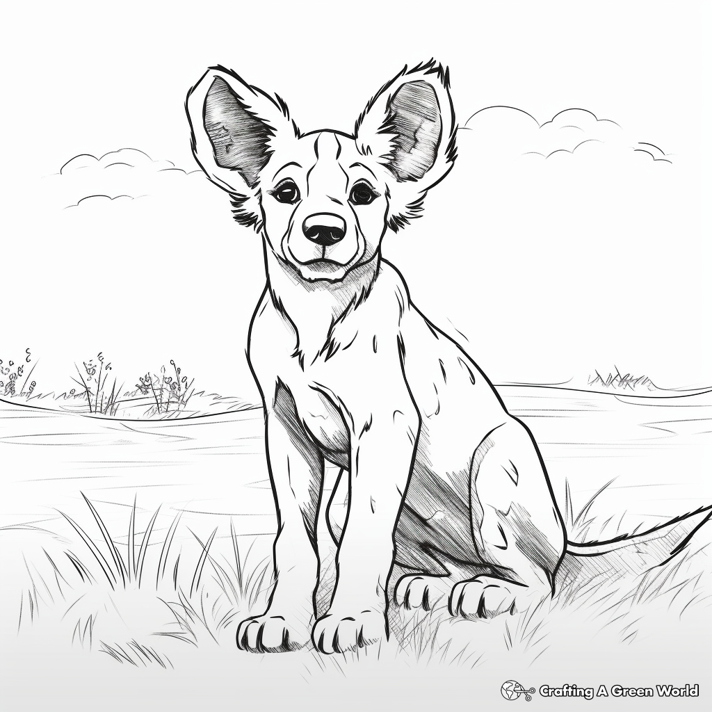 Simple African Wild Dog Coloring Pages for Young Children 1