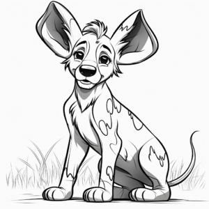 Simple African Wild Dog Coloring Pages for Young Children 2