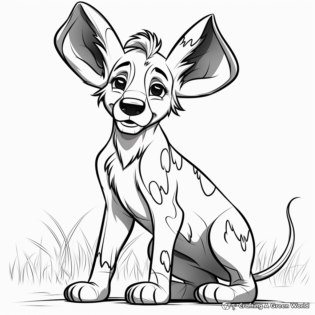 Simple African Wild Dog Coloring Pages for Young Children 2