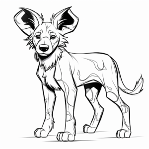 Simple African Wild Dog Coloring Pages for Young Children 3