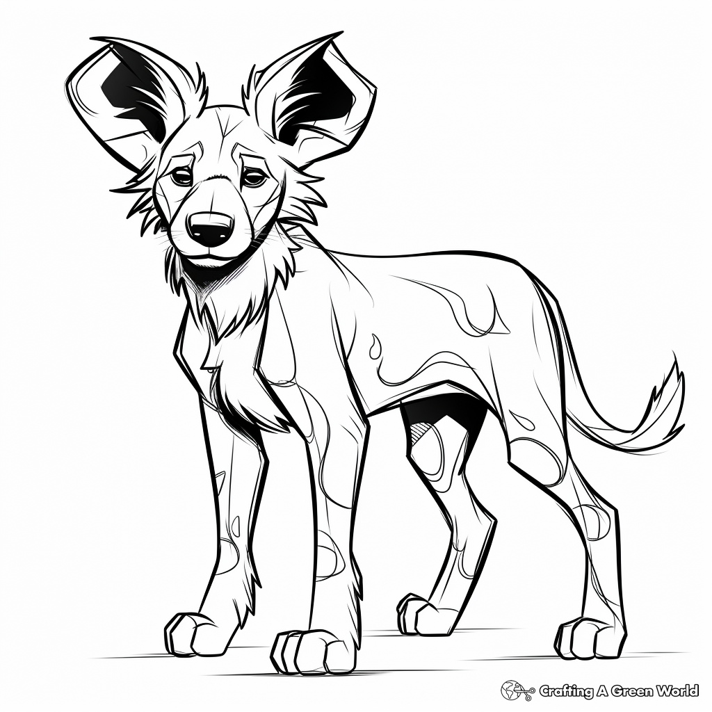 Simple African Wild Dog Coloring Pages for Young Children 3