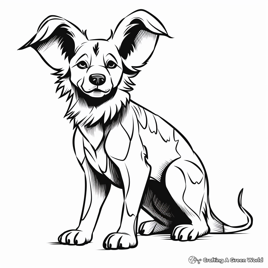 Simple African Wild Dog Coloring Pages for Young Children 4