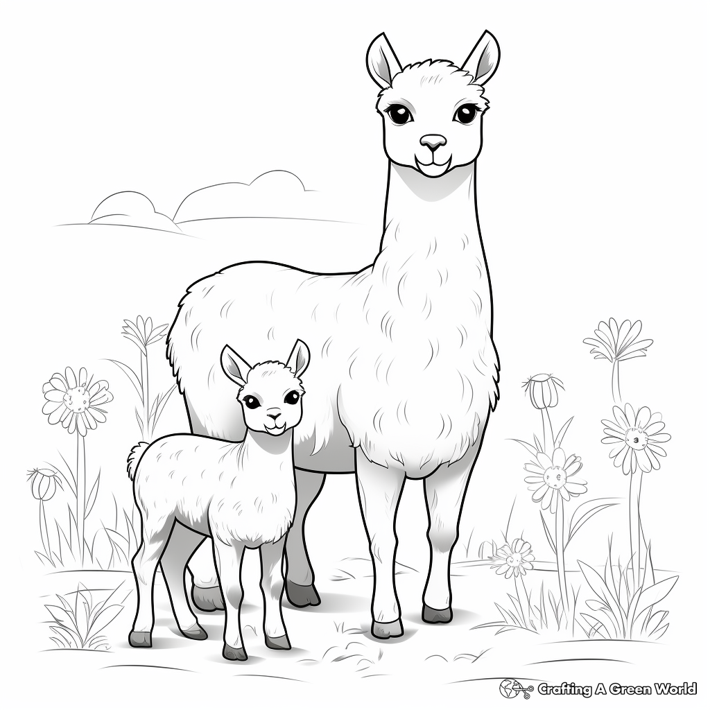 Simple Alpaca Coloring Pages for Kids 1