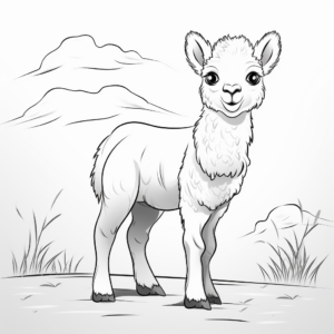 Simple Alpaca Coloring Pages for Kids 4