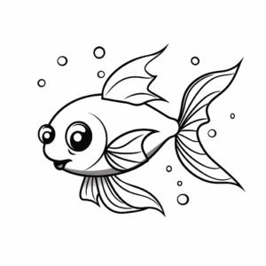 Simple and Cute Guppy Fish Cartoon Coloring Pages 2