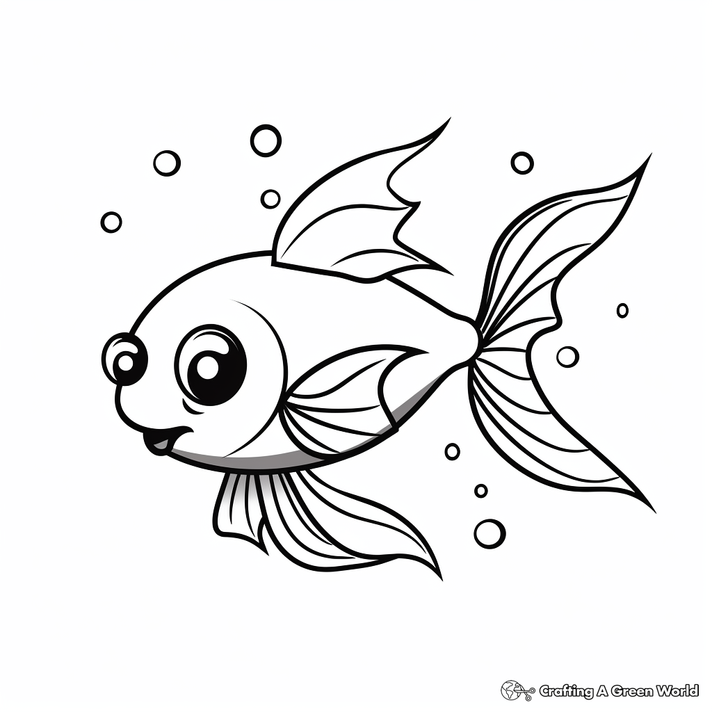 Simple and Cute Guppy Fish Cartoon Coloring Pages 2