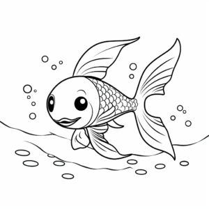 Simple and Cute Guppy Fish Cartoon Coloring Pages 3