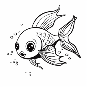 Simple and Cute Guppy Fish Cartoon Coloring Pages 4