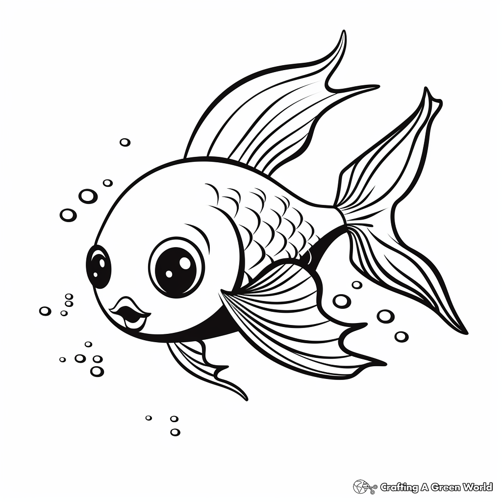 Simple and Cute Guppy Fish Cartoon Coloring Pages 4